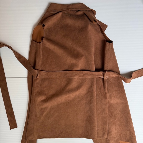 Faux Suede Sleeveless Vest - Size Small - Brown - Picture 6 of 7